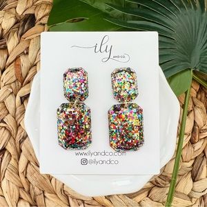 New Glitter Acrylic Octagon Earrings | Lightweight | Barbiecore | Y2K | Boutique